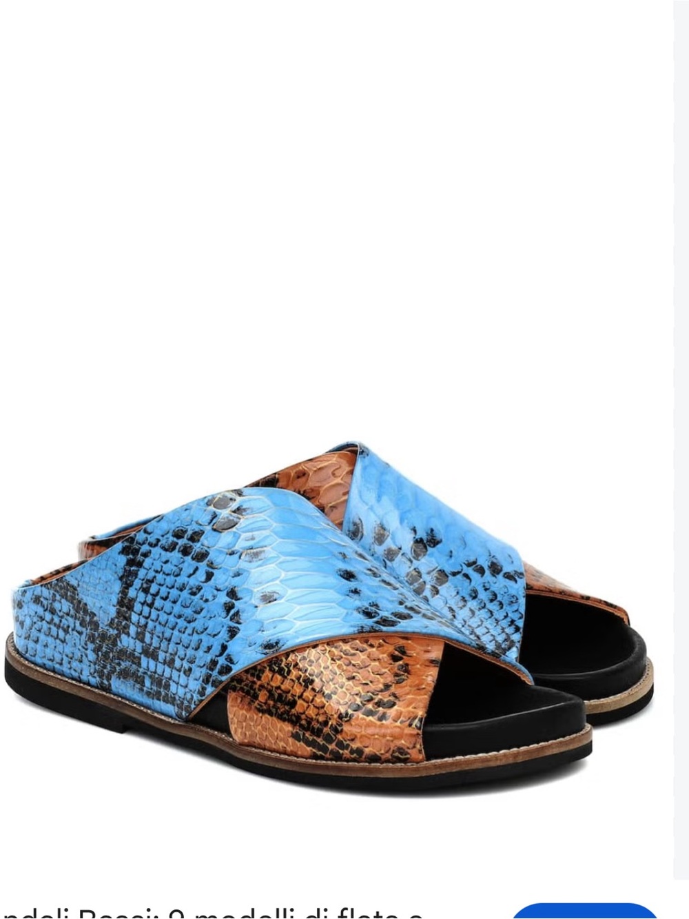 Ganni Snake Effect Crossover Sandals Blue Brown